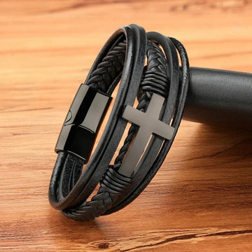 Cross Godly Grind Bracelet High Quality Leather