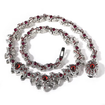 FaithHeart Gothic Crystal Ruby Dragon Claw Necklace for Men