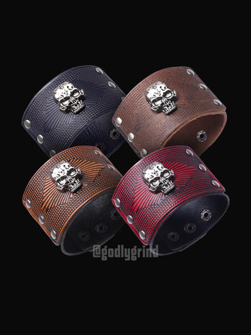 Gothic Skull Cowhide Bracelets
