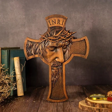 Jesus Holy Crown of Thorns Wood Cross, Christ Delivered Us From The Curse Of Sin
