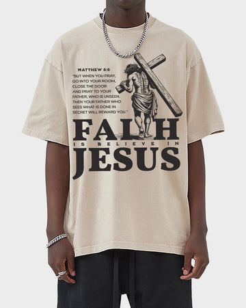 Faith Is Believe In Jesus Acid Wash Tshirt - Godlygrind