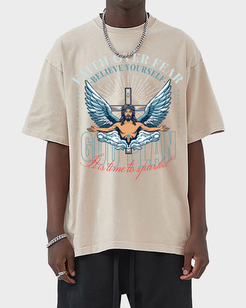 Faith Over Fear,believe in yourself Acid Wash Tshirt - Godlygrind
