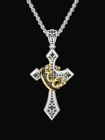 Royal Cross Necklace with Crown