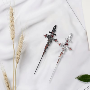 Thorned Rose Gothic Cross Earrings