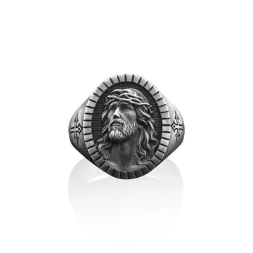 Vintage Christ Jesus Head Cross Blessing Godly Grind Ring