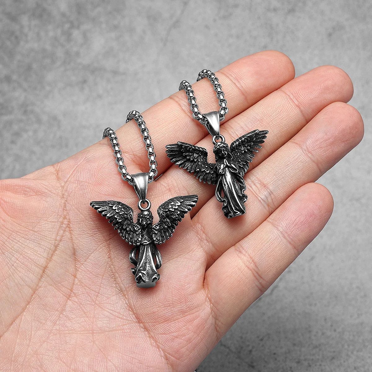 Guardian Spirit Pendant – 316L Steel Angel Necklace