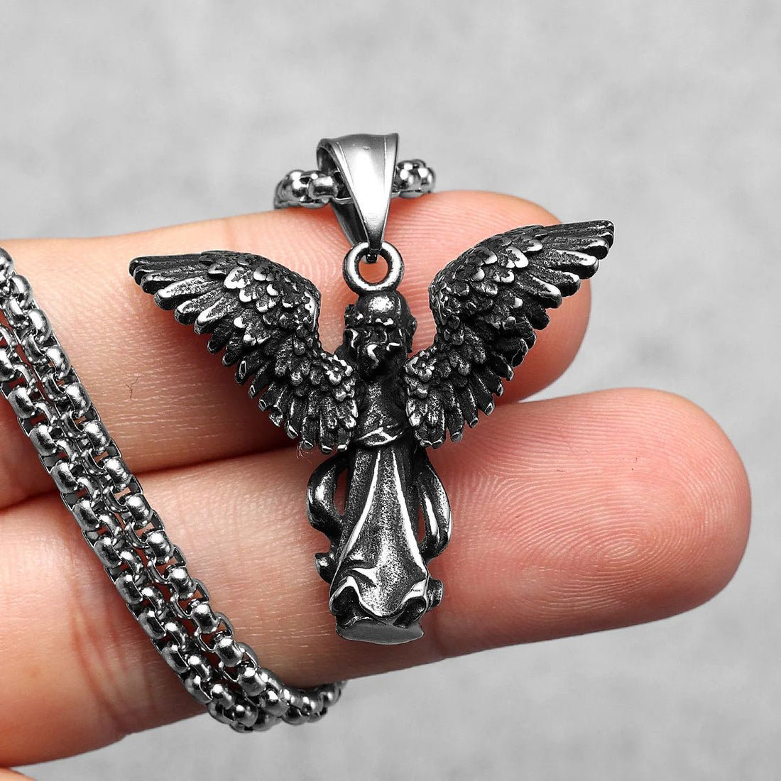 Guardian Spirit Pendant – 316L Steel Angel Necklace