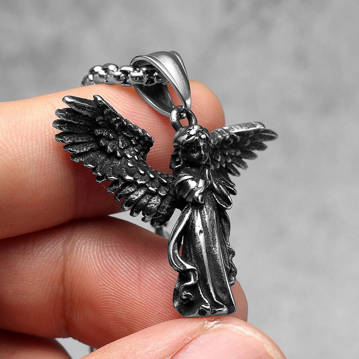 Guardian Spirit Pendant – 316L Steel Angel Necklace