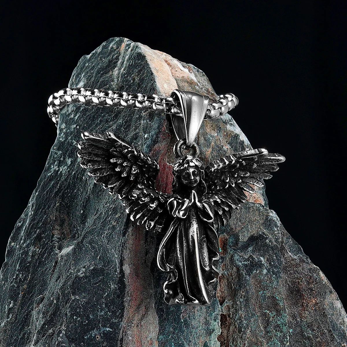 Guardian Spirit Pendant – 316L Steel Angel Necklace