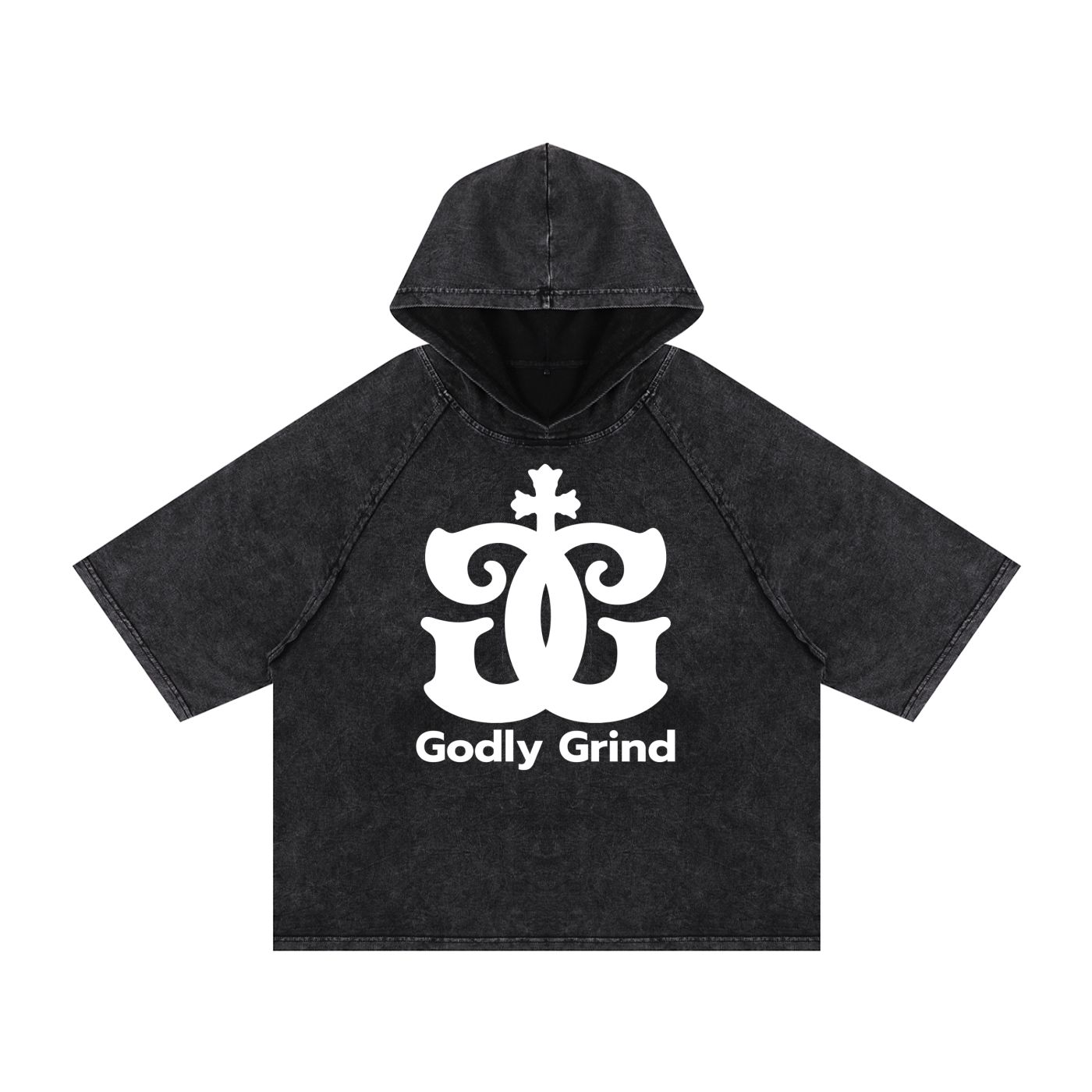 Snow Washed Hooded Boxy T-Shirt - Godlygrind