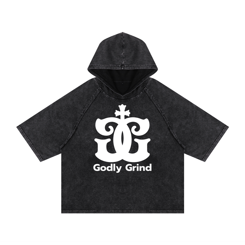 Snow Washed Hooded Boxy T-Shirt