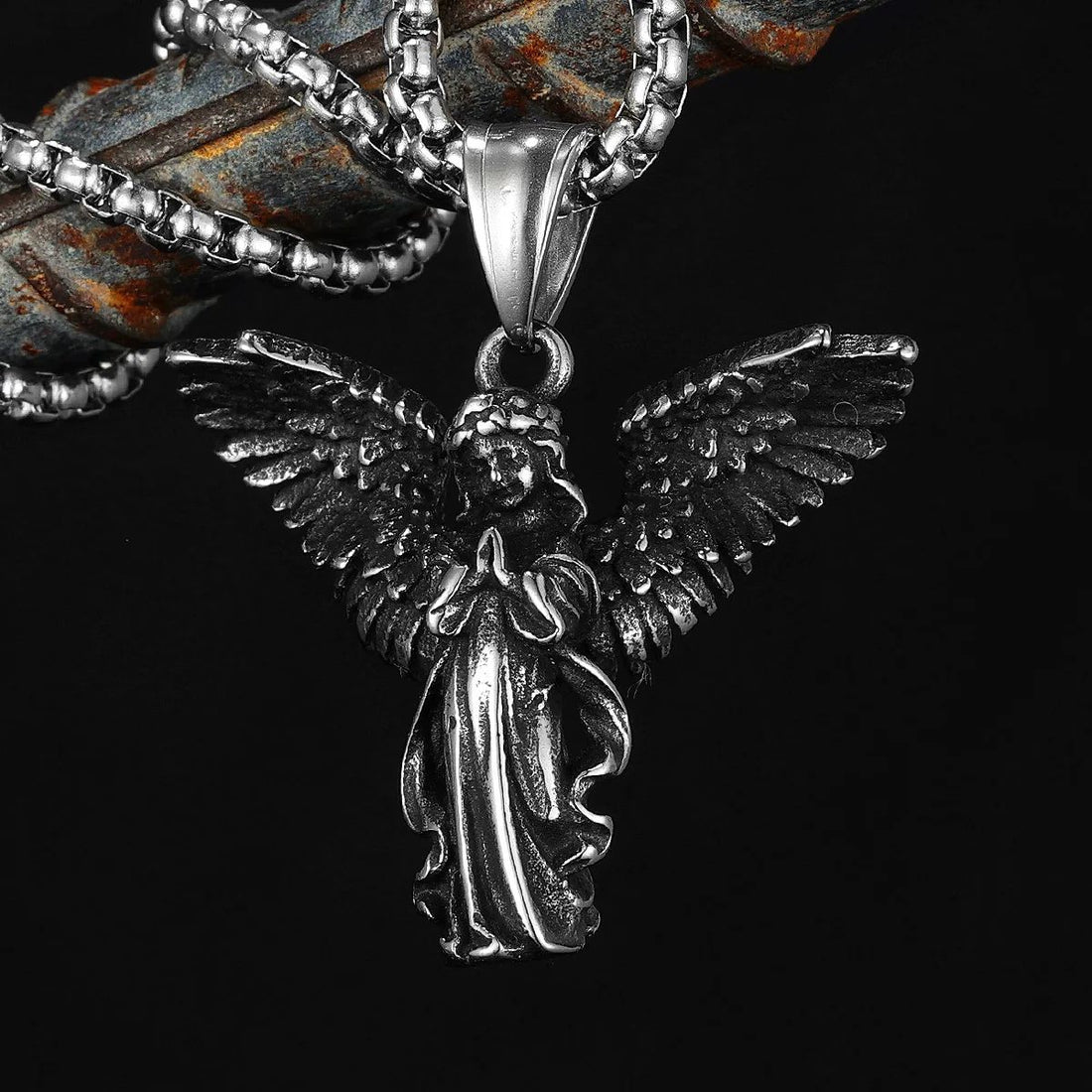 Guardian Spirit Pendant – 316L Steel Angel Necklace