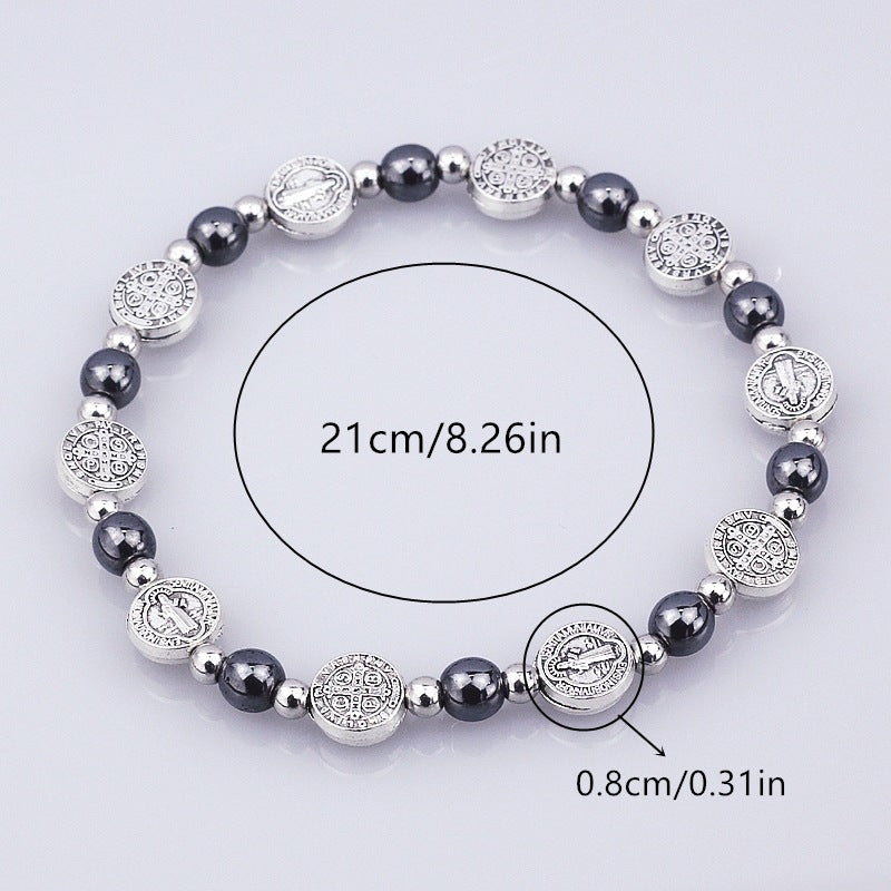 Godly Grind Black Gallstone St. Benedict Rosary Bracelet - Godlygrind