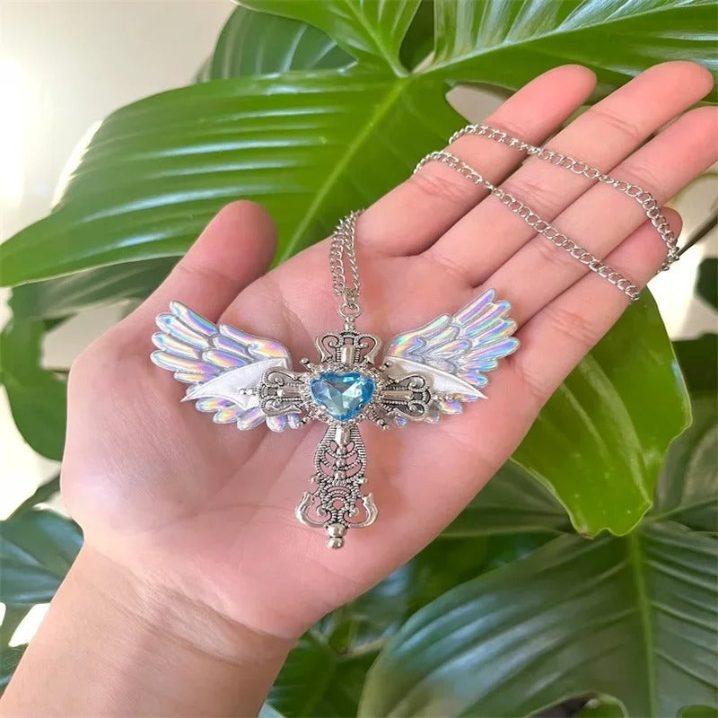 Angel Heart Cross Necklace