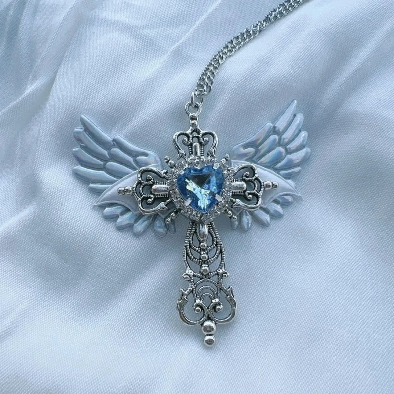 Angel Heart Cross Necklace