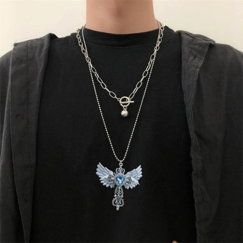 Angel Heart Cross Necklace