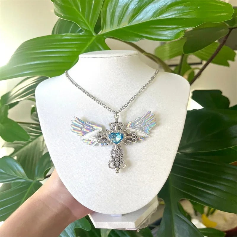 Angel Heart Cross Necklace