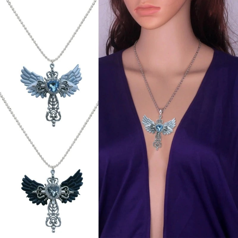 Angel Heart Cross Necklace