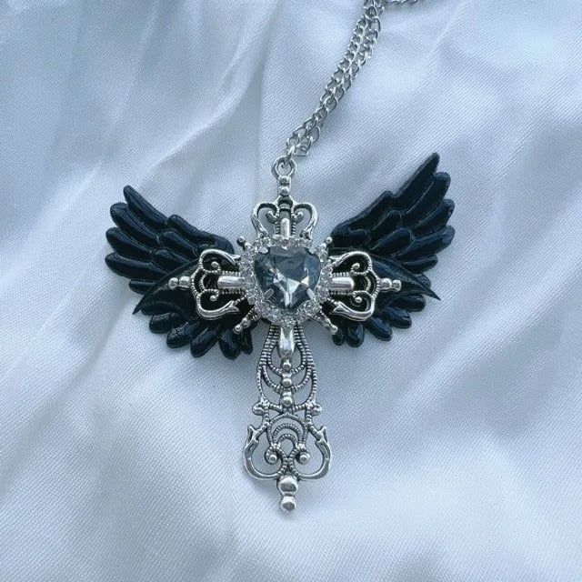 Angel Heart Cross Necklace