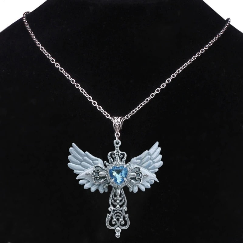 Angel Heart Cross Necklace