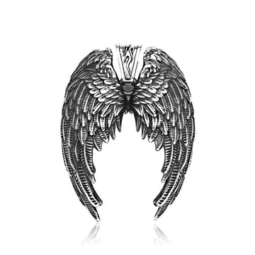 Iridescent Angel Wings Pendant – Stainless Steel Necklace