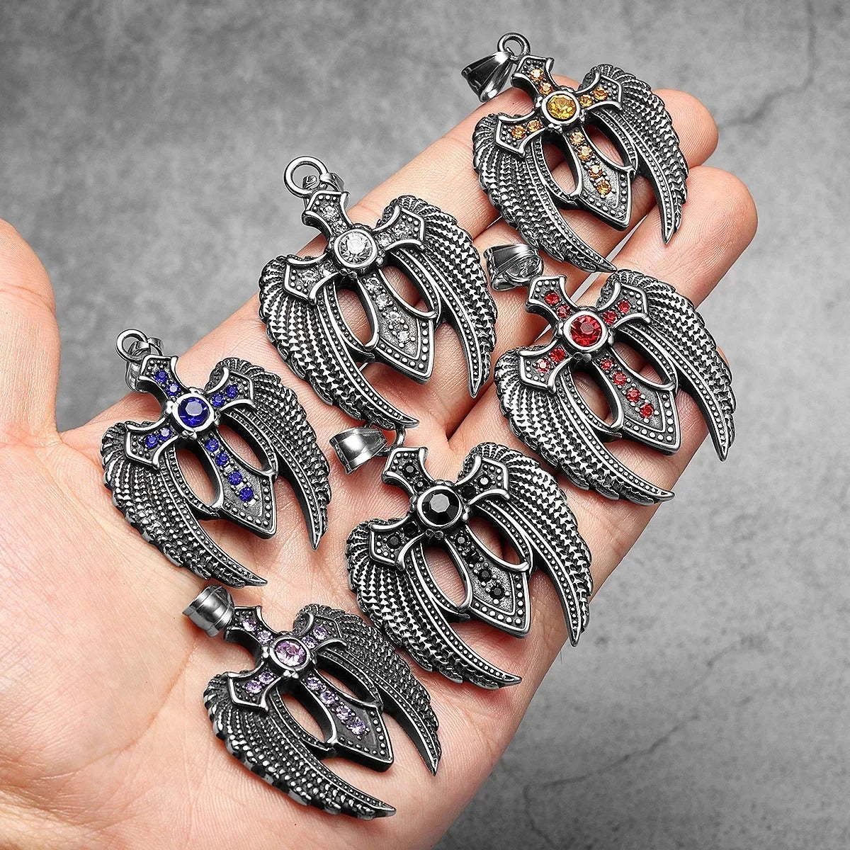 Angelic Valor Pendant – Angel Wings Cross Necklace