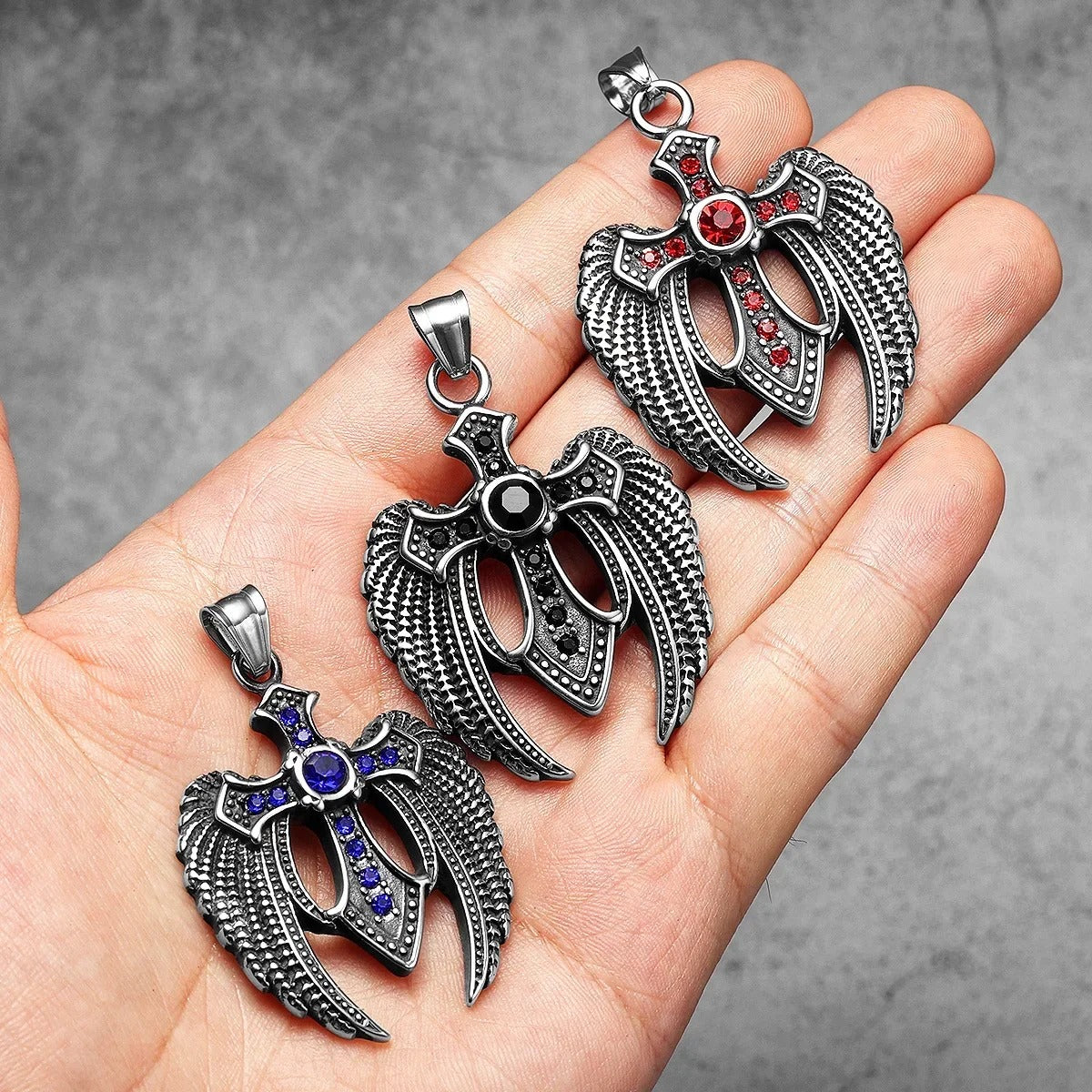 Angelic Valor Pendant – Angel Wings Cross Necklace