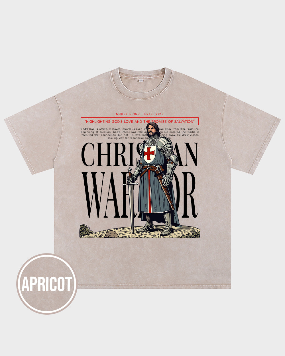 Christian Warrior Acid Wash Tshirt - Godlygrind