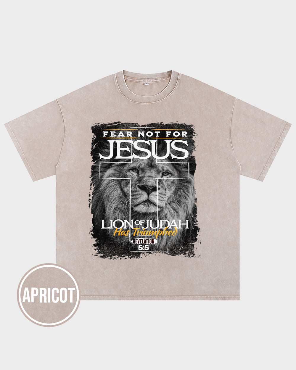 Fear not for Jesus - Lion of Judah Acid Wash Tshirt - Godlygrind