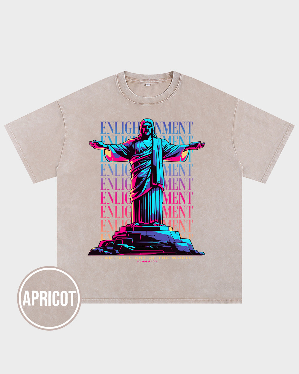Enlightenment ,I Am the Light of the World John 812 ESV Acid Wash Tshirt - Godlygrind