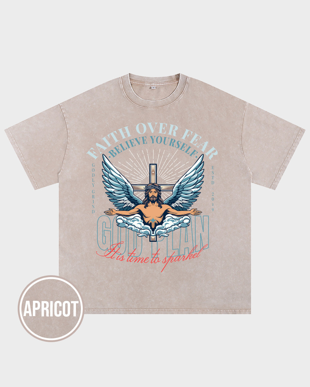 Faith Over Fear,believe in yourself Acid Wash Tshirt - Godlygrind