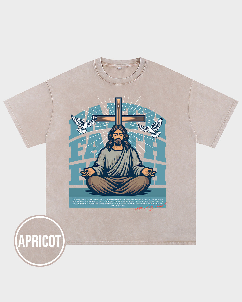 But God demonstrates his own love for us in this-Romans 5-8 NIV Acid Wash Tshirt - Godlygrind