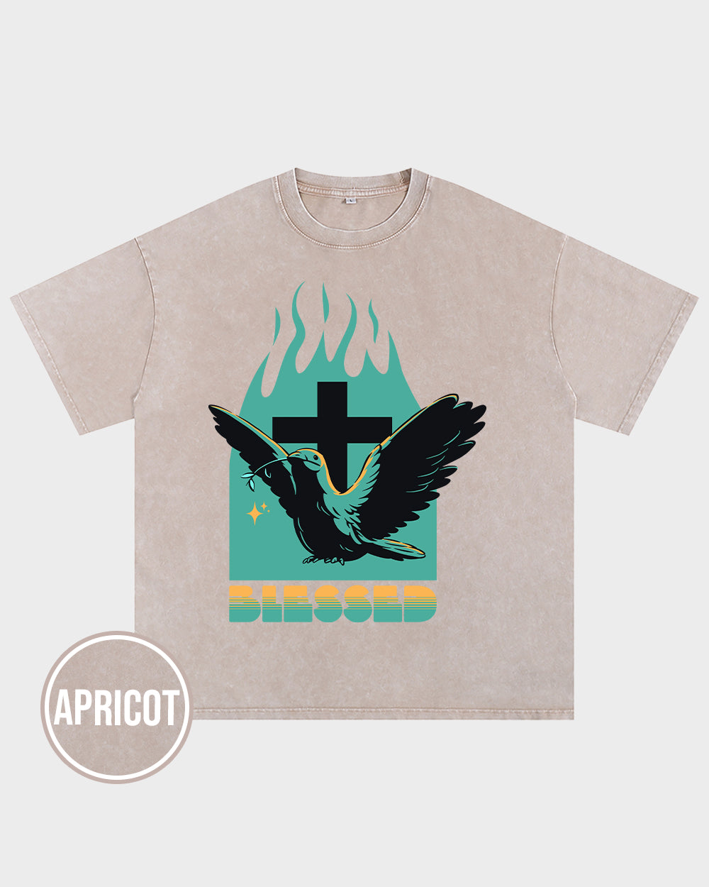 Blessed Dove and Cross Acid Wash Tshirt - Godlygrind