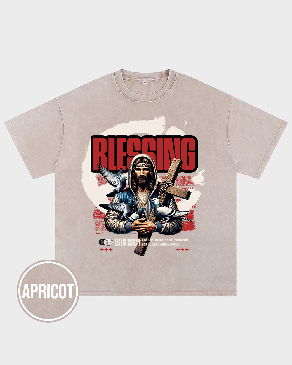 Blessing Concept of Divine illumination Acid Wash Tshirt - Godlygrind