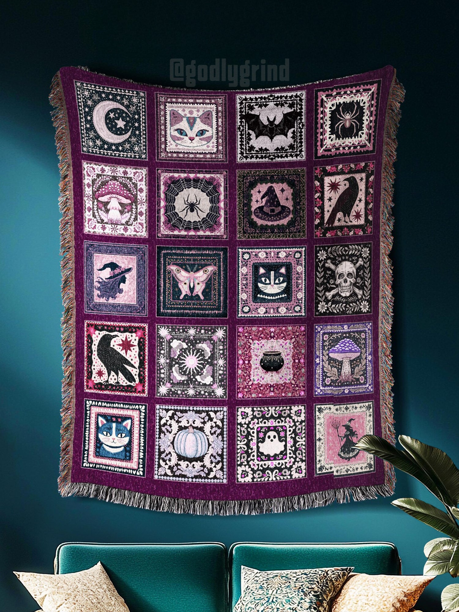 Autumnal Whimsy Purple Throw Blanket