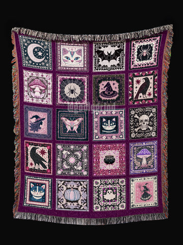 Autumnal Whimsy Purple Throw Blanket