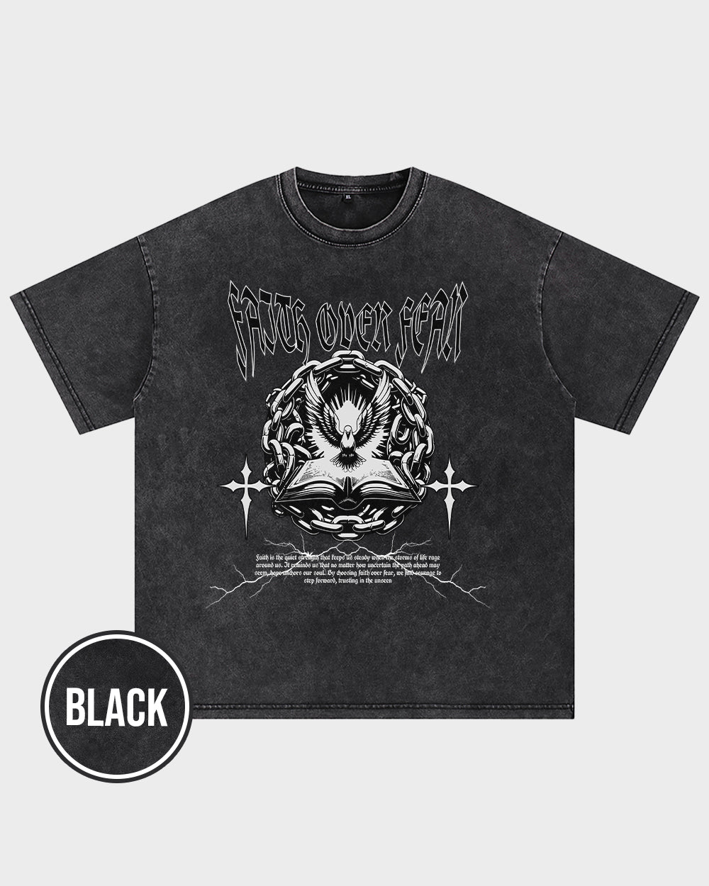 Faith Over Fear 4 Acid Wash Tshirt - Godlygrind