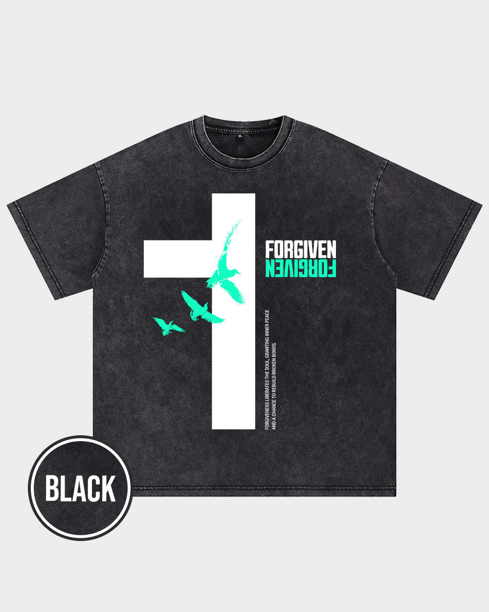 Forgiven Minimalist Acid Wash Tshirt - Godlygrind