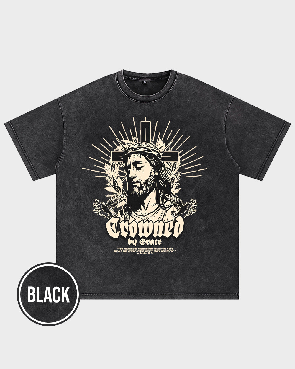 Crowned by Grace Acid Wash Tshirt - Godlygrind