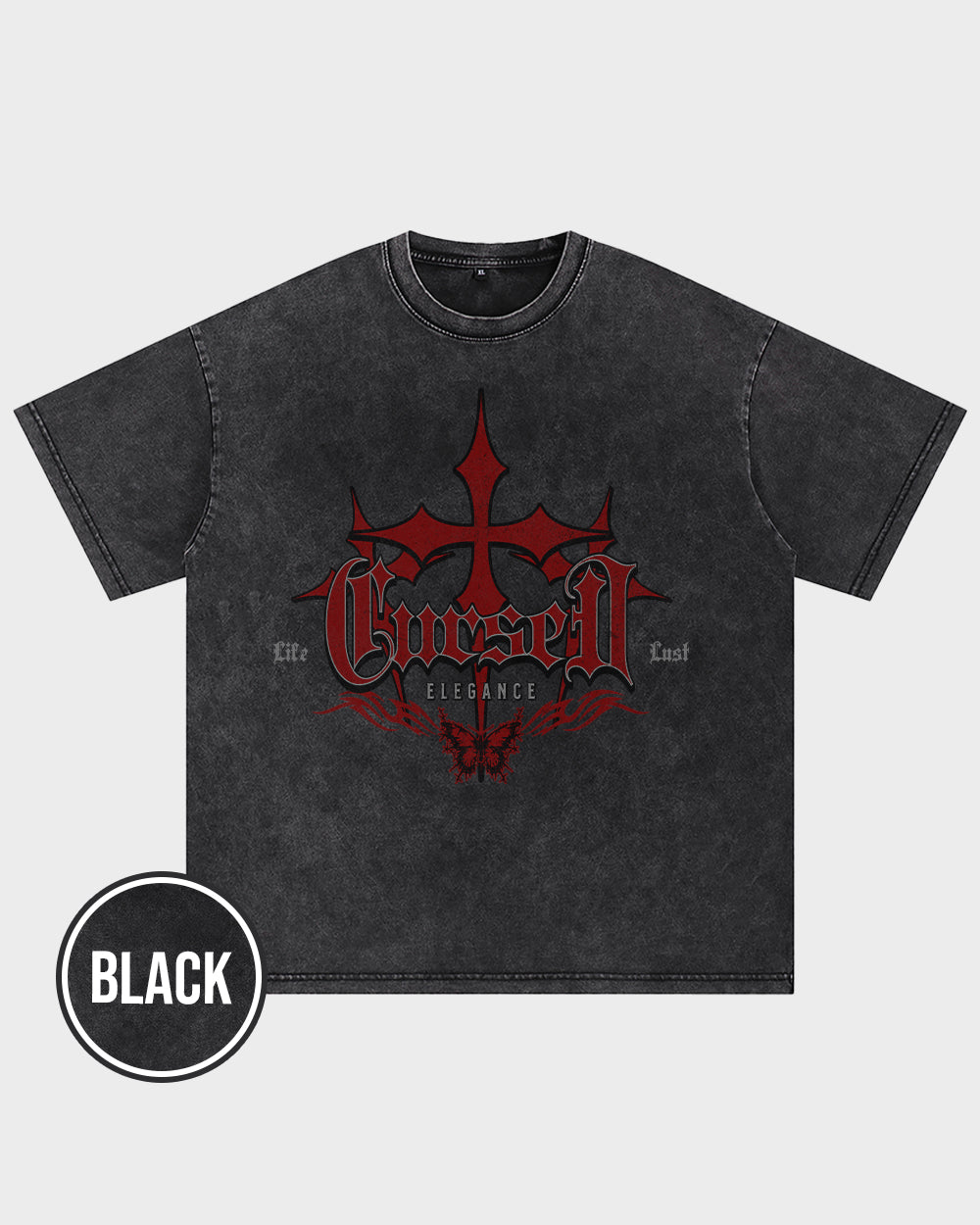 Cursed Elegance Acid Wash Tshirt - Godlygrind