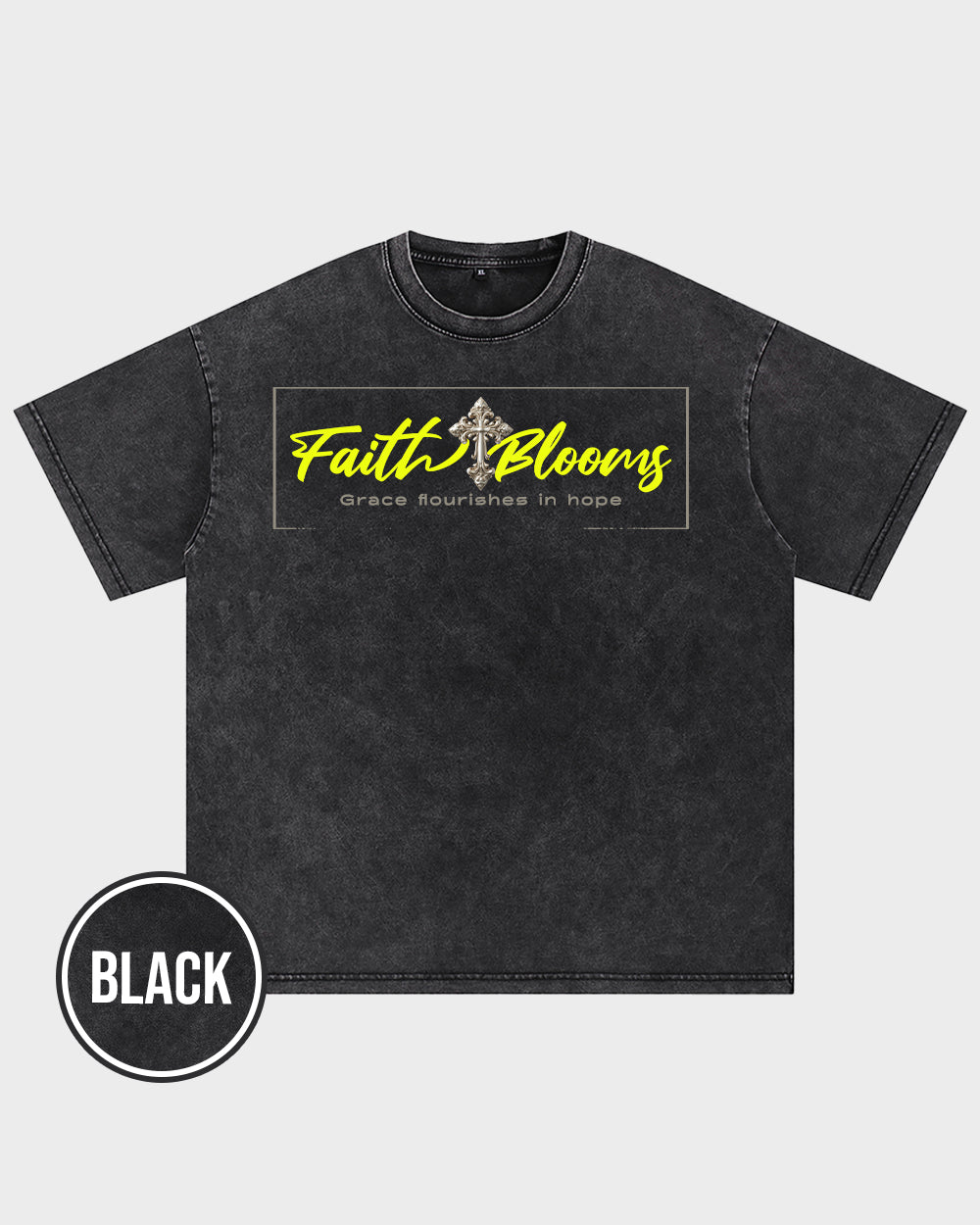 Faith Blooms Acid Wash Tshirt - Godlygrind