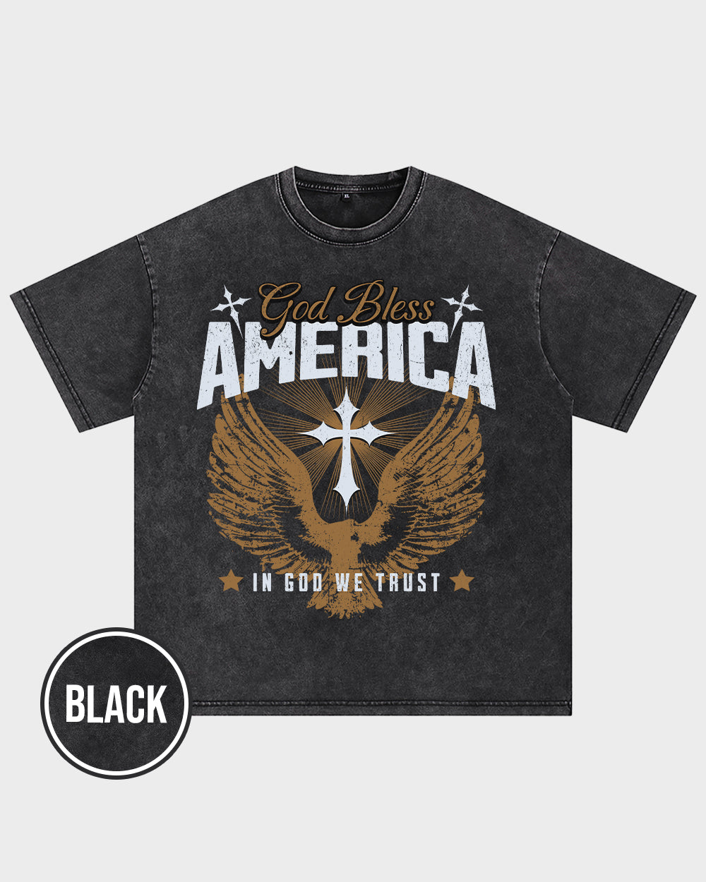 God Bless America Acid Wash Tshirt - Godlygrind