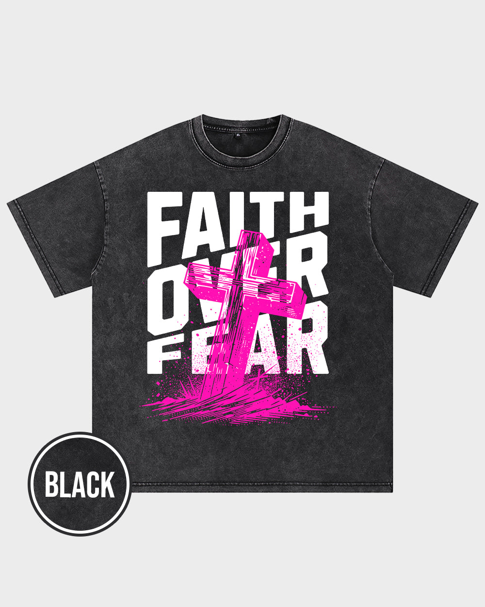 Faith Over Fear Acid Wash Tshirt - Godlygrind