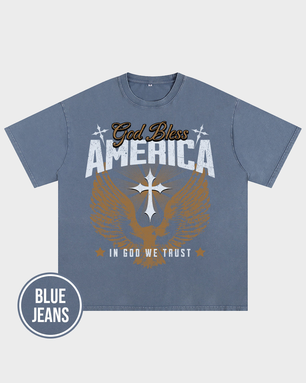 God Bless America Acid Wash Tshirt - Godlygrind