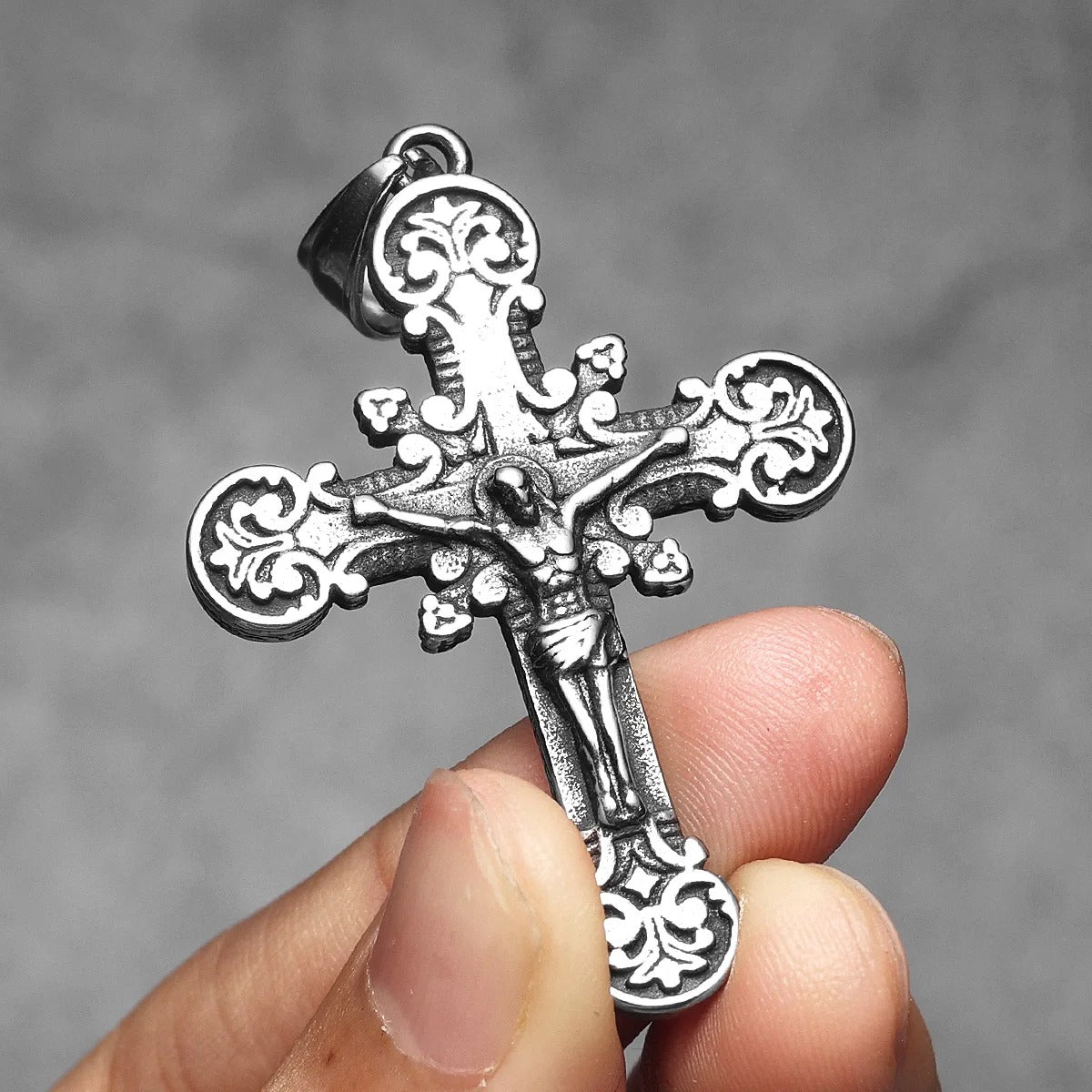Carving Jesus Cross Stainless Steel Necklaces
