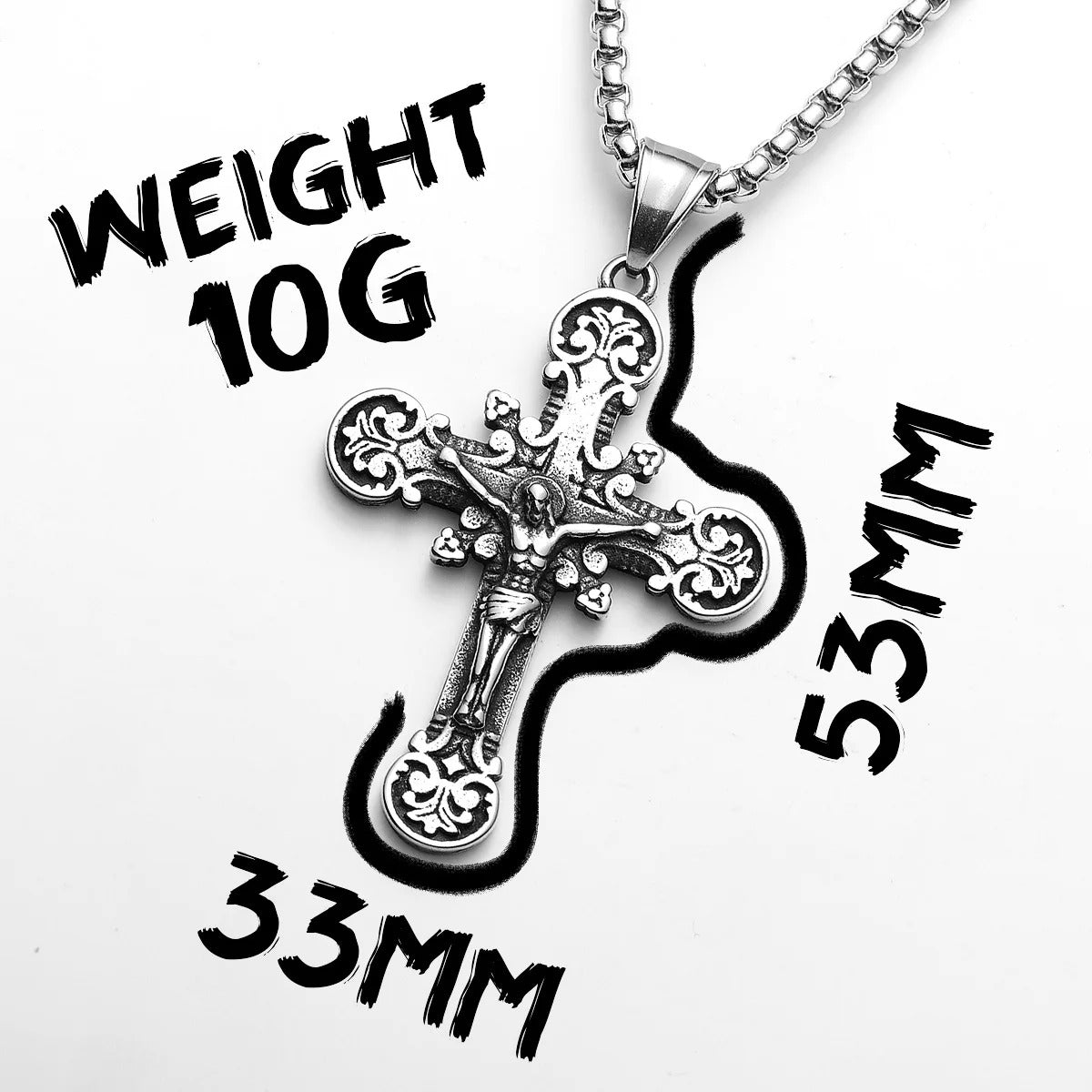 Carving Jesus Cross Stainless Steel Necklaces