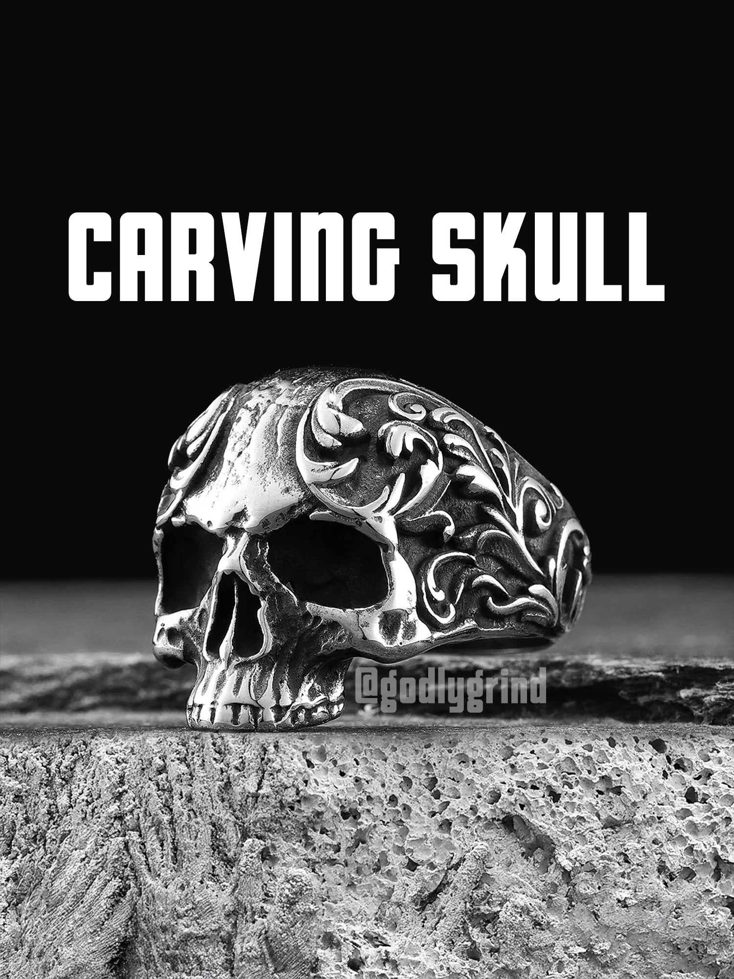 Carving Skull Gothic Rings