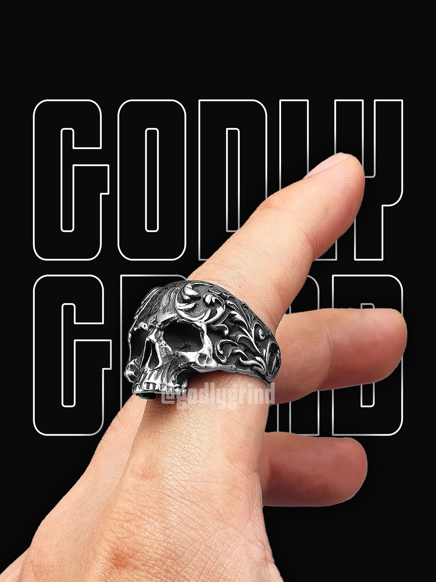 Carving Skull Gothic Rings