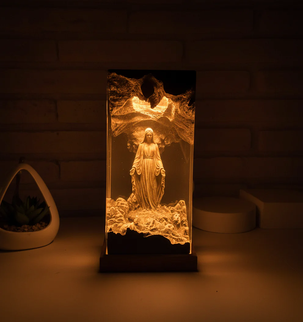 Christian Gift Blessed Mother Ocean Resin Night Light Lamp Decor
