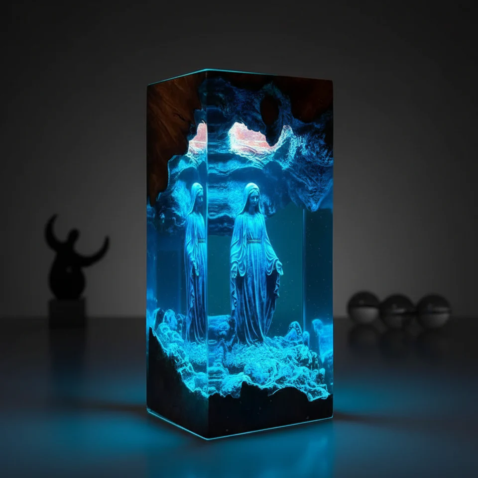 Christian Gift Blessed Mother Ocean Resin Night Light Lamp Decor